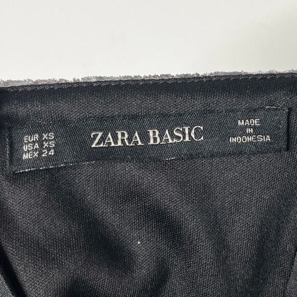 Zara Women's Mini Dress XS Burnished Gold Metallic Velvet Faux Wrap Sleeveless - Picture 7 of 8